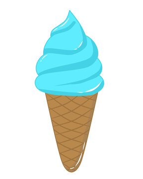 Doodle ice cream cute illustration inspired by sea salt flavor with white light brown and blue color that can be use for social media, sticker, wallpaper, e.t.c
