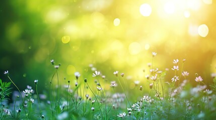 Obraz premium Fresh healthy green bio background with abstract blurred foliage and bright summer sunlight and a central copyspace for your text or advertisment. AI generated illustration