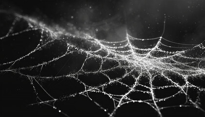Spiderweb on black background. Scary spooky Cobweb. Isolated on black transparent background. Spiderweb for halloween, spooky, scary, horror decor Abstract horror background design - obrazy, fototapety, plakaty
