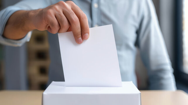 Person Depositing a Voting Paper in a Ballot Box