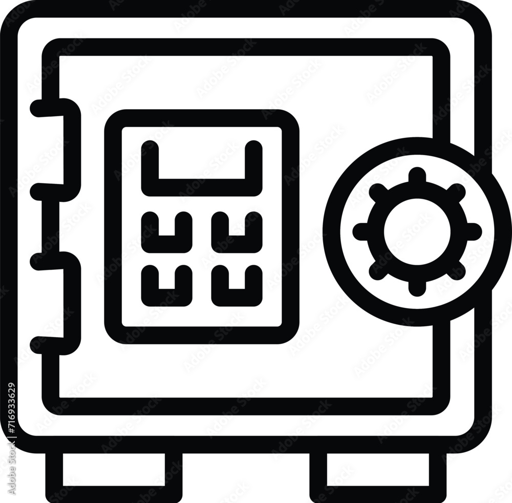Poster locker safety vault icon outline vector. key access. treasure code