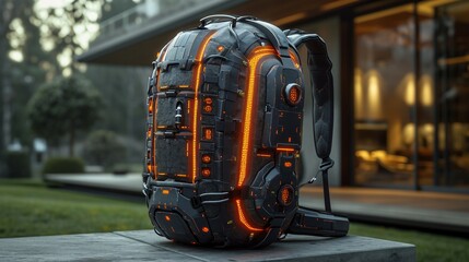 Futuristic Energy-Infused Bag on colorful background JPG by Generative A.I. - obrazy, fototapety, plakaty