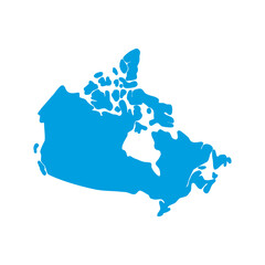 Canada map vector pale blue isolated on white background. Flat, Icon, Easy drawing style.