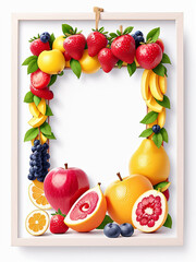 A photo of fruits circle frame white background Generative AI