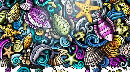 Underwater cartoon banner