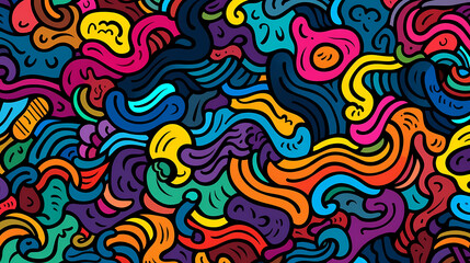 Fototapeta premium Funny doodle seamless pattern, artistic background