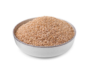Dry wheat groats in bowl isolated on white