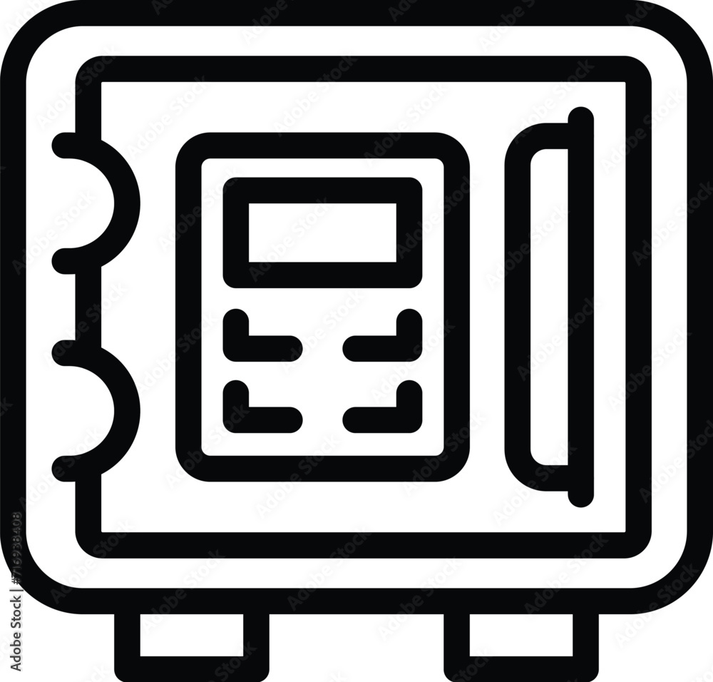 Poster code deposit box icon outline vector. security locker. sealed access