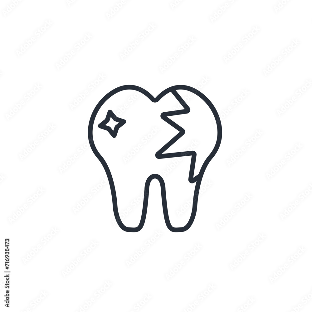 Poster broken tooth icon. vector.editable stroke.linear style sign for use web design,logo.symbol illustrat