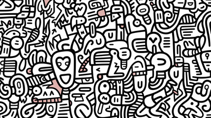 Funny doodle seamless pattern, artistic background