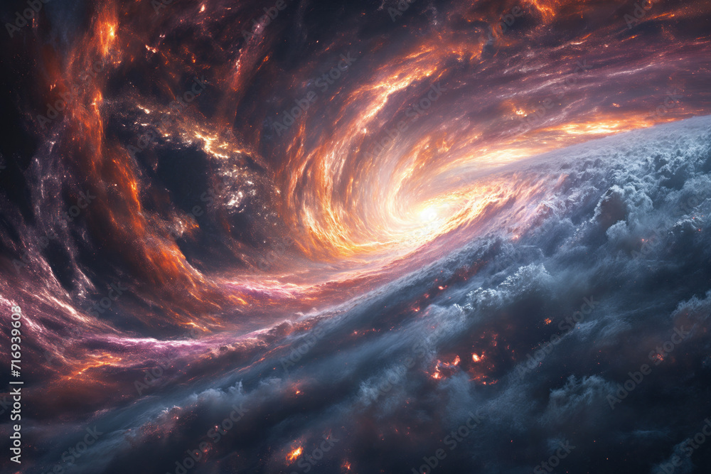 Poster spiral galaxy in space. background image. created with generative ai technology
