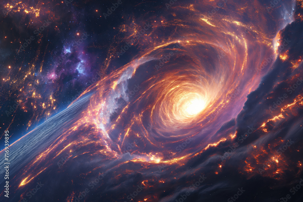 Poster spiral galaxy in space. background image. created with generative ai technology