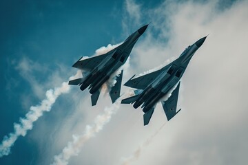Fototapeta na wymiar fighter jet at the sky