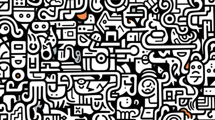 Funny doodle seamless pattern, artistic background