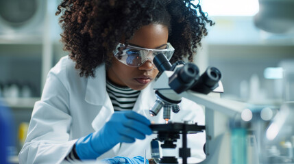 scientist using a microscope in a laboratory setting