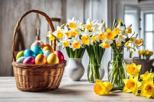easter still life with daffodils