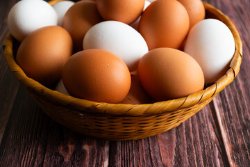Eggs on a basket