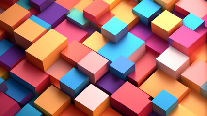 abstract background of cubes 3d render style - obrazy, fototapety, plakaty
