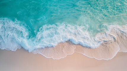 Fototapeta na wymiar Beautiful sandy beach with blue waves