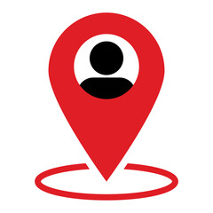 Filled Person Icon in Location Pin on Transparent Background, PNG
