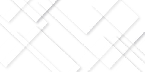 Modern Abstract white background design with layers of textured white transparent material in triangle and squares shapes. White color technology concept geometric line vector background.