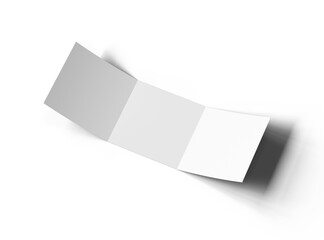 Blank square Z-fold brochure 3d render on transparent background