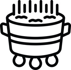 Boiled soup pot icon outline vector. Menu cuisine. Chicken noodle