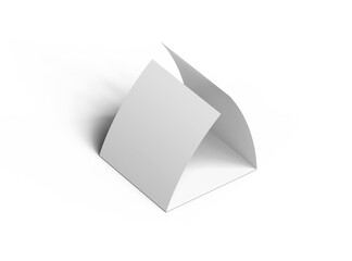 Blank square Z-fold brochure 3d render on transparent background