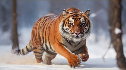 tiger in snow