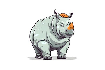 cute rhinoceros cartoon stickers