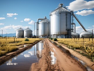 Fototapeta na wymiar Modern silos for storing grain harvest. Agriculture concept.