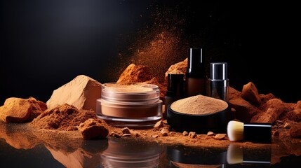 Beauty cosmetic product makeup with organic mineral colorants. Mineral cosmetics with  ocher, lapis...