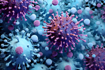 Naklejka na ściany i meble Coronavirus COVID-19- Electron Microscope Images of Viruses in Detai