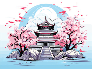 japanese temple in the morning