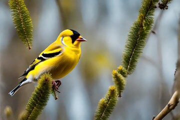 yellow wagtail on a branch