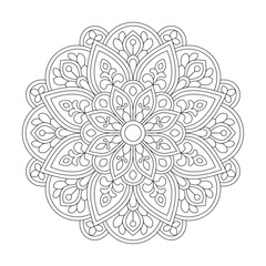 Premium Mandala Floral Design coloring book page vector file
