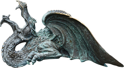 Bronze dragon figurine without background