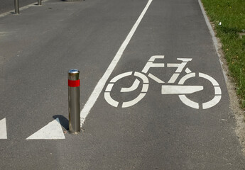 Dedicated lane for cyclists on a sunny day