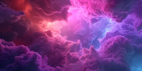 abstract fantasy background of colorful sky with neon clouds, Colorful banner of purple and blue. - obrazy, fototapety, plakaty