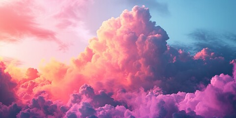 abstract fantasy background of colorful sky with neon clouds, Colorful banner of purple and blue. - obrazy, fototapety, plakaty