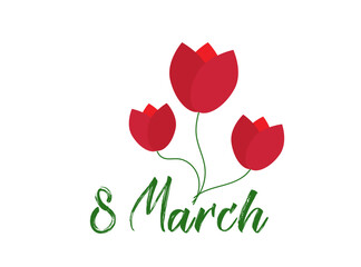 tulip blooms icon on white background. 8 March. Women's spring day - 716957222