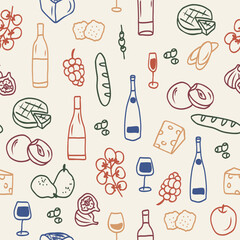 Doodle wine tasting elements background