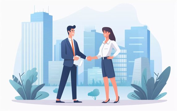 Business partners greet or close a deal Vector illustration

