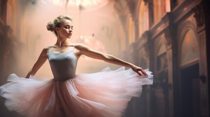 Fototapeta premium Portrait of a ballerina on a blurred background