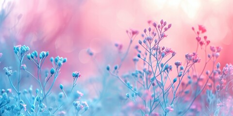 Pastel floral backdrop with dreamy blue and pink hues, offering a romantic and serene atmosphere ideal for design and wellness themes.
