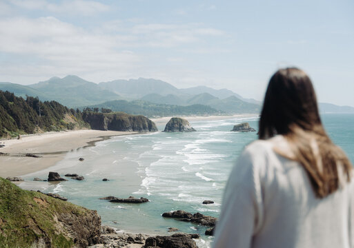 Young Woman at Canon Beach Oregon