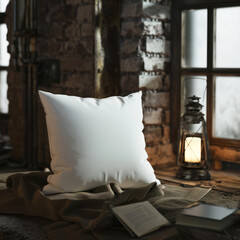 White blank square pillow mockup