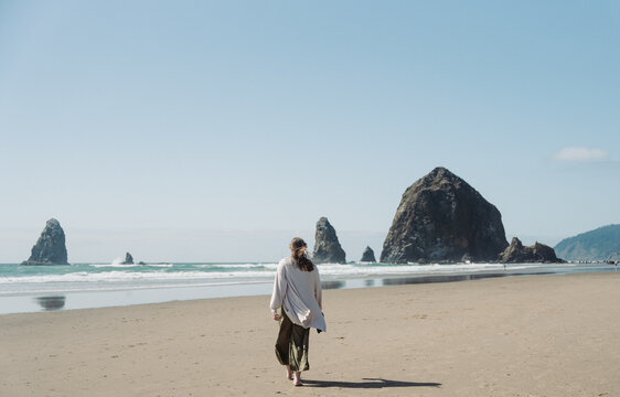Young Woman at Canon Beach Oregon