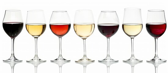 Glasses with wine are isolated on a white background.