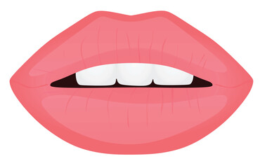 Pink  lips with teeth, vector